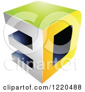 Poster, Art Print Of 3d Icon In Green And Yellow 3