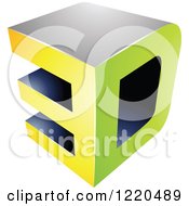 Poster, Art Print Of 3d Icon In Green And Yellow 2