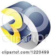 Poster, Art Print Of 3d Icon In Yellow And Chrome