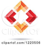 Clipart Of A 3d Orange And Red Abstract Diamond Royalty Free Vector Illustration