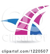 Clipart Of A Floating Abstract Blue And Purple Icon Royalty Free Vector Illustration