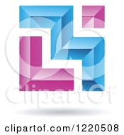 Clipart Of A Floating Abstract 3d Blue And Purple Icon Royalty Free Vector Illustration