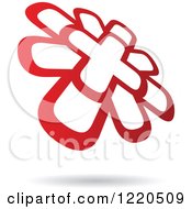 Clipart Of A Floating Red Windmill Icon Royalty Free Vector Illustration