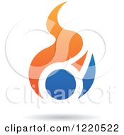 Poster, Art Print Of Orange And Blue Abstract Flames