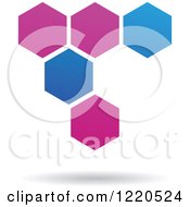 Clipart Of A Floating Purple And Blue Hexagons Icon Royalty Free Vector Illustration