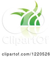 Clipart Of A Green Grass And Reflection Icon 3 Royalty Free Vector Illustration by cidepix