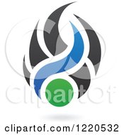 Poster, Art Print Of Black Green And Blue Abstract Flames 2