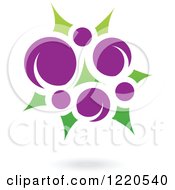 Clipart Of A Floating Plum Fruit And Leaf Icon Royalty Free Vector Illustration