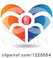 Clipart Of A Floating Red Blue And Orange Heart Icon Royalty Free Vector Illustration by cidepix