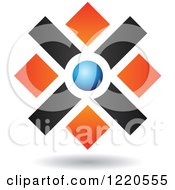 Poster, Art Print Of Floating Abstract Orange Black And Blue Icon