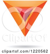 Clipart Of A Red And Orange 3d Floating Pyramid Icon Royalty Free Vector Illustration