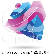 Clipart Of A 3d Abstract Purple And Blue Logo Royalty Free Vector Illustration