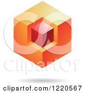 Clipart Of A Red And Orange 3d Floating Cube Icon Royalty Free Vector Illustration