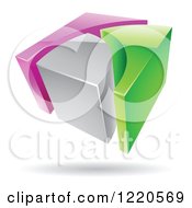 Poster, Art Print Of 3d Abstract Purple Green And Chrome Logo 2