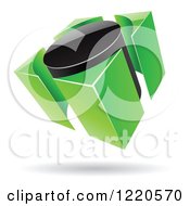 Clipart Of A 3d Green And Black Abstract Button Logo Royalty Free Vector Illustration