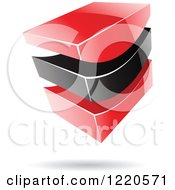 Clipart Of A 3d Abstract Red And Black Logo Royalty Free Vector Illustration