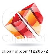 Clipart Of A 3d Abstract Red And Orange Logo Royalty Free Vector Illustration
