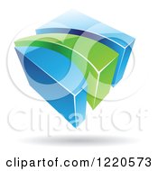 Clipart Of A 3d Abstract Green And Blue Logo Royalty Free Vector Illustration