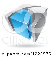 Clipart Of A 3d Abstract Blue And Chrome Logo 2 Royalty Free Vector Illustration