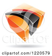 Clipart Of A 3d Abstract Black And Orange Logo 2 Royalty Free Vector Illustration