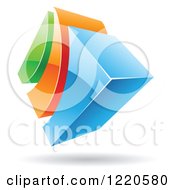 Clipart Of A 3d Abstract Green Blue And Orange Logo Royalty Free Vector Illustration