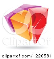 Clipart Of A 3d Abstract Red Purple And Orange Logo 2 Royalty Free Vector Illustration