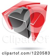 Clipart Of A 3d Abstract Red And Black Logo 2 Royalty Free Vector Illustration