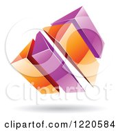 Clipart Of A 3d Abstract Purple And Orange Logo Royalty Free Vector Illustration