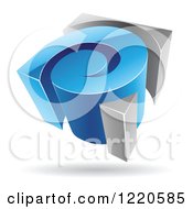 Clipart Of A 3d Blue And Chrome Spiral Logo Royalty Free Vector Illustration