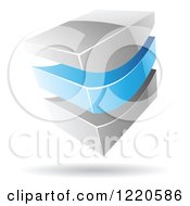 Clipart Of A 3d Abstract Blue And Chrome Logo 5 Royalty Free Vector Illustration