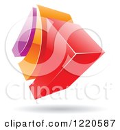 Clipart Of A 3d Abstract Red Purple And Orange Logo 3 Royalty Free Vector Illustration