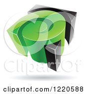 Clipart Of A 3d Green And Black Spiral Logo Royalty Free Vector Illustration