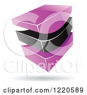Clipart Of A 3d Abstract Purple And Black Logo Royalty Free Vector Illustration