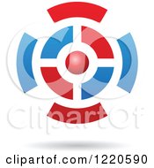 Poster, Art Print Of Floating 3d Red And Blue Orb And Target Icon