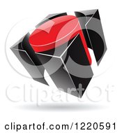 Clipart Of A 3d Red And Black Abstract Button Logo Royalty Free Vector Illustration
