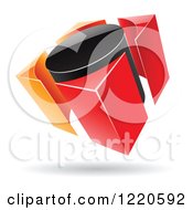 Clipart Of A 3d Red Orange And Black Button Logo Royalty Free Vector Illustration