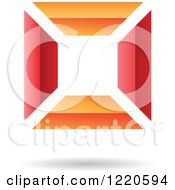 Clipart Of A Red And Orange 3d Floating Square Icon Royalty Free Vector Illustration