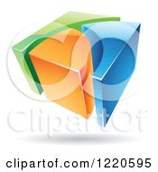 Clipart Of A 3d Abstract Green Blue And Orange Logo 2 Royalty Free Vector Illustration
