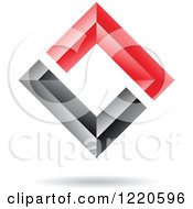 Clipart Of A 3d Black And Red Abstract Diamond Royalty Free Vector Illustration