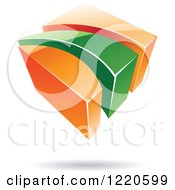 Poster, Art Print Of 3d Abstract Green And Orange Logo