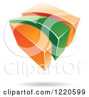 Clipart Of A 3d Abstract Green And Orange Logo Royalty Free Vector Illustration