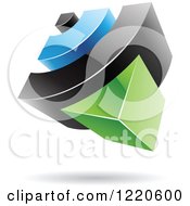 Clipart Of A 3d Abstract Green Blue And Black Logo Royalty Free Vector Illustration