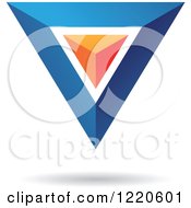 Clipart Of A Floating 3d Blue And Orange Pyramid Icon Royalty Free Vector Illustration