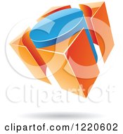 Clipart Of A 3d Blue And Orange Abstract Button Logo Royalty Free Vector Illustration