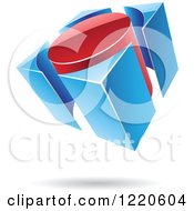 Clipart Of A 3d Red And Blue Abstract Button Logo Royalty Free Vector Illustration