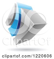 Clipart Of A 3d Abstract Blue And Chrome Logo Royalty Free Vector Illustration