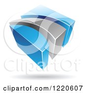 Clipart Of A 3d Abstract Blue And Chrome Logo 4 Royalty Free Vector Illustration