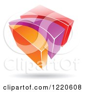 Clipart Of A 3d Abstract Red Purple And Orange Logo Royalty Free Vector Illustration