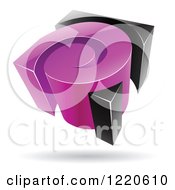 Clipart Of A 3d Purple And Black Spiral Logo Royalty Free Vector Illustration