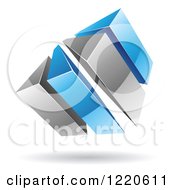 Clipart Of A 3d Abstract Blue And Chrome Logo 3 Royalty Free Vector Illustration